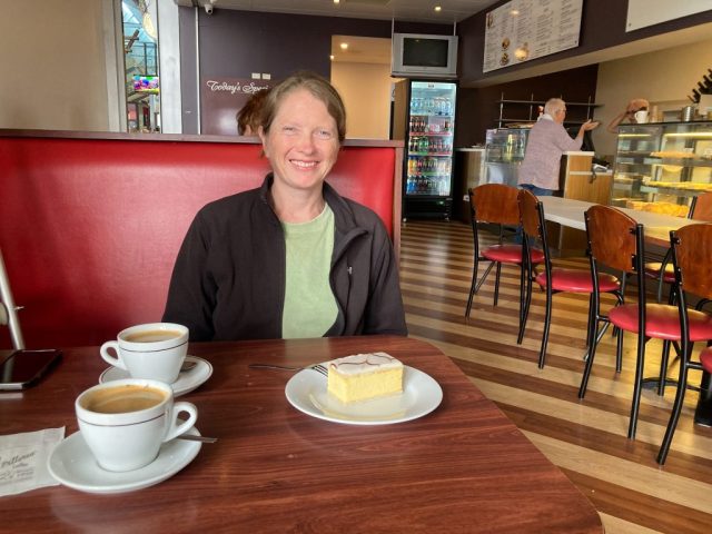 CC with vanilla slice at Caffe De Carlo in Goolwa CC with vanilla slice at Caffe De Carlo in Goolwa
